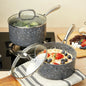 HLAFRG Nonstick Sauce Pan Set - 2Qt & 3Qt Natural Granite Pots with Lids