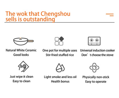 30cm Ceramic Wok Frying Pan - Non-Stick Skillet for Induction & Gas Stove