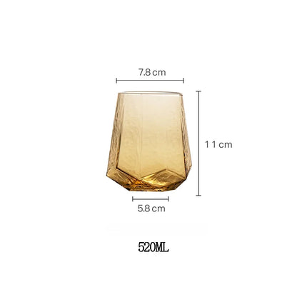 Nordic Luxury Gold Amber Champagne Goblet - Lead-Free Crystal Hammered Whisky Glass