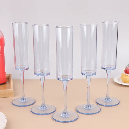 5Pcs 5oz/5.5oz Acrylic Champagne Goblet Glasses Cup Transparent Cocktail Glass Cups Anti-fall Goblet For Bar Pub Club Drinkware
