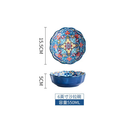 Baroque Ceramic Bowl Set - Creative Rice Soup Noodle Bowl with Handle