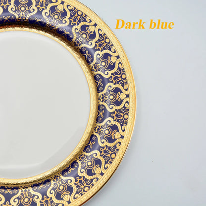 Luxury Gold Rim Ceramic Plates Sets China Porcelain Gold Dinner Set Royal Tableware Gold Tableware