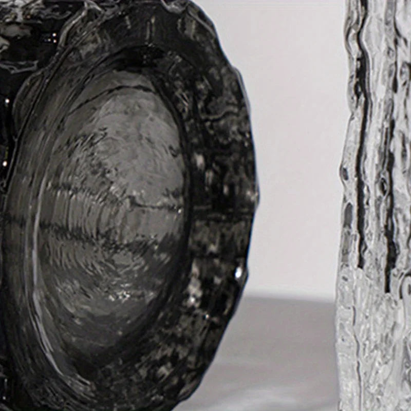 25cm Glacier Glass Vase - Transparent Flower Arrangement Vase for Living Room