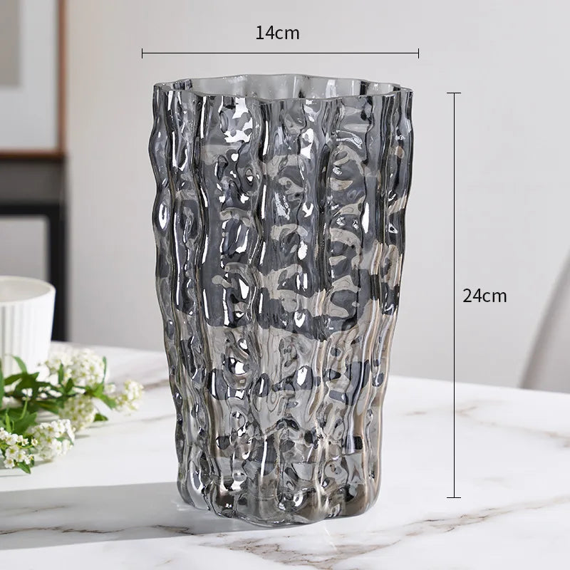 Transparent Glacier Glass Vase Hydroponics Flowers Pots Desk Decoration Flower Arrangement Minimalism Floral Vases Modern Decor