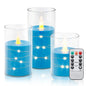 Flickering Flameless Candles 3D Wick Built-in Star String Light Acrylic Battery Operated LED Pillar Candles with Remote and Time
