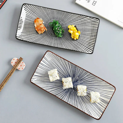 Crockery Party Dinner Dishes Tableware Set Japanese Sushi Plate Creative Underglaze Rectangular Dish Household Cold Plates 1 PC