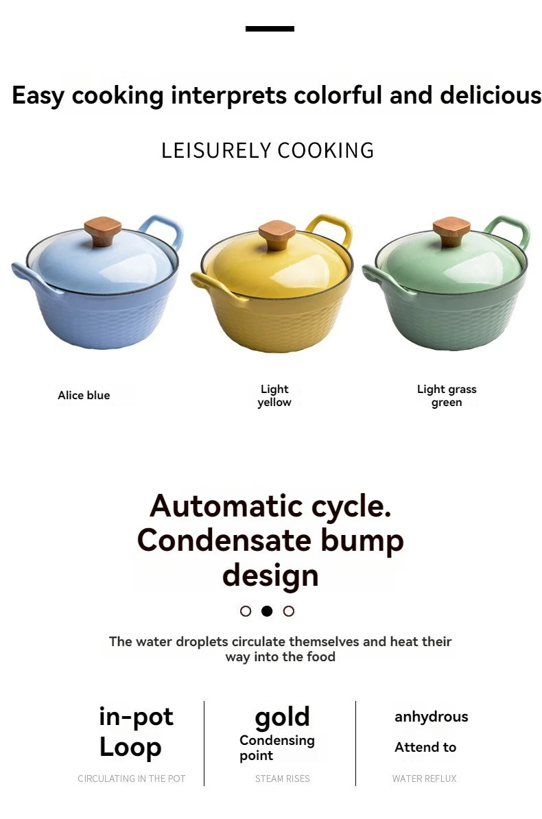 22cm Enameled Mini Cast Iron Dutch Oven For Cooking Stew Meat and Bread Baking Heavy type 2 L Cast Iron Casserole Dish Soup Pot