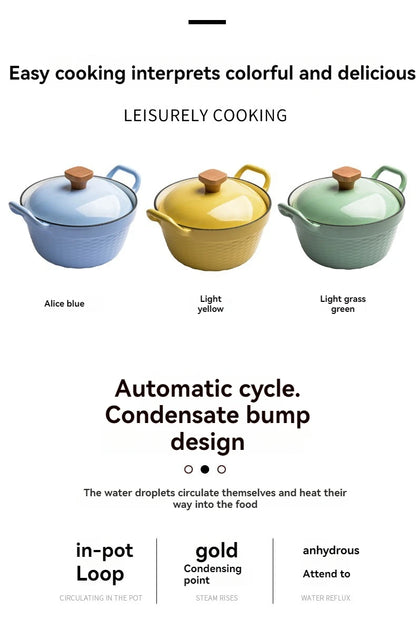 22cm Enameled Mini Cast Iron Dutch Oven For Cooking Stew Meat and Bread Baking Heavy type 2 L Cast Iron Casserole Dish Soup Pot