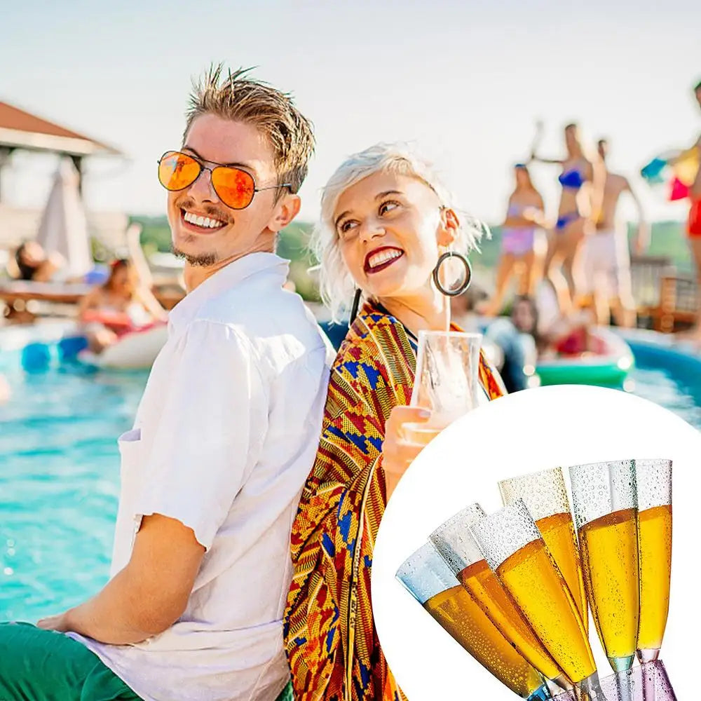 Champagne Flutes For Pool 6pcs Acrylic Wine Glasses Floating Champagne Flutes Juice Beverage Drinking Cups Novelty Drinkware For