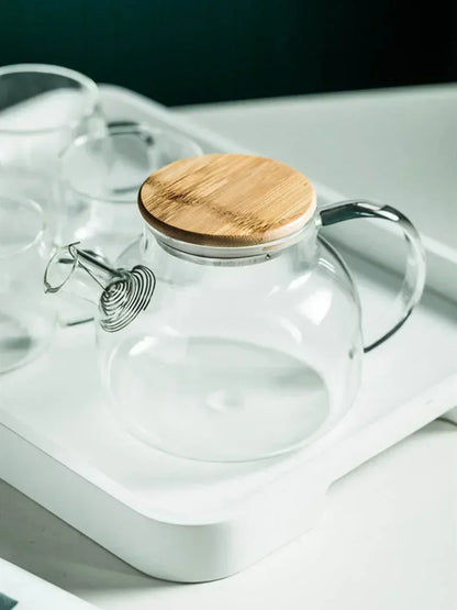 1.8L Transparent Borosilicate Glass Teapot Heat-Resistant Large Clear Tea Pot  Flower Tea Set Puer Kettle Cup Office Home Tool