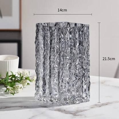Transparent Glacier Glass Vase Hydroponics Flowers Pots Desk Decoration Flower Arrangement Minimalism Floral Vases Modern Decor