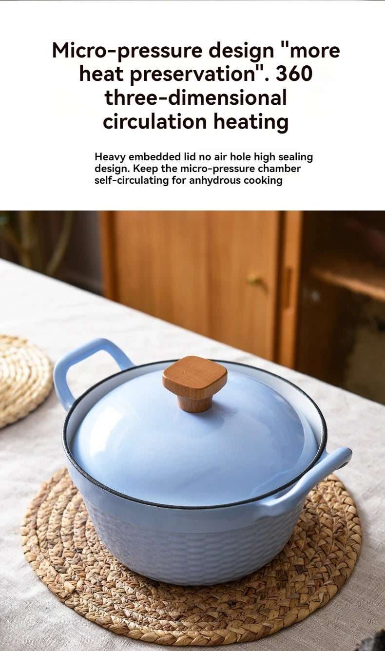 22cm Enameled Mini Cast Iron Dutch Oven For Cooking Stew Meat and Bread Baking Heavy type 2 L Cast Iron Casserole Dish Soup Pot