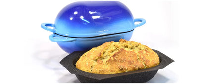 Enameled Cast Iron Dutch Oven - 9" Oval Loaf Pan for Sourdough Bread Baking
