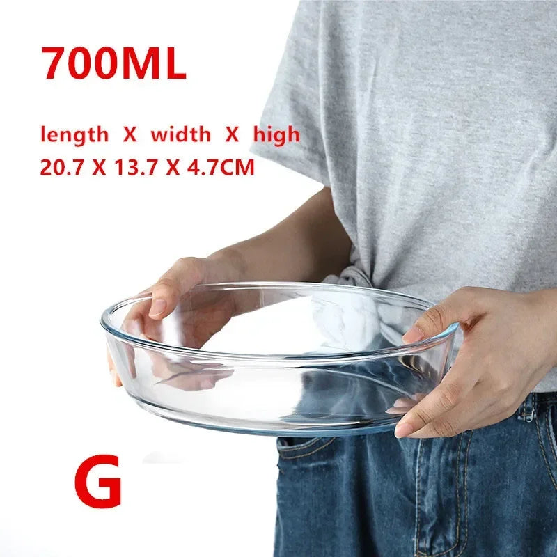 Large Capacity Toughened Glass Baking Dish Pan Oven Basics Plate Bakeware Non-Stick Kitchen Tool Cheese Rice Storage Tray