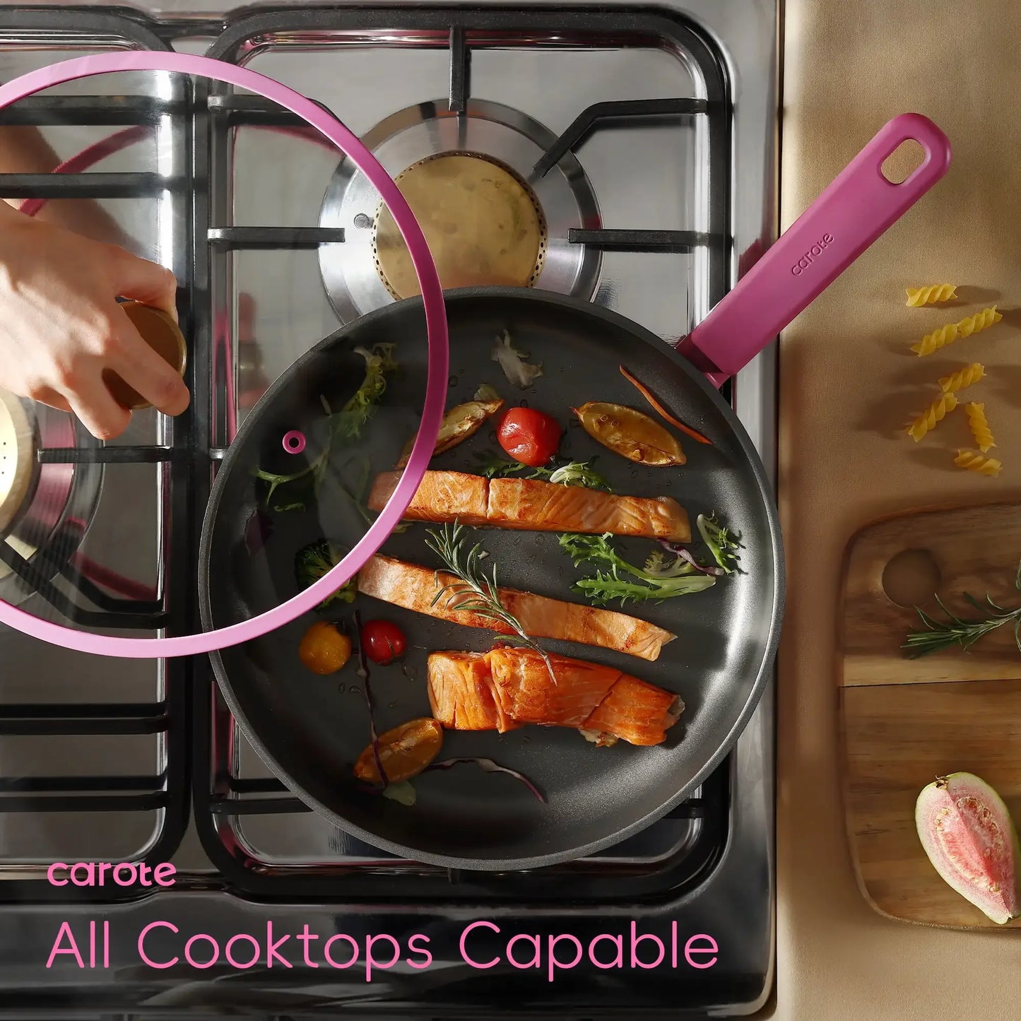 16-Piece Rose Pink Cookware Set - Non-Stick Pots and Pans for Induction