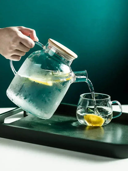 1.8L Transparent Borosilicate Glass Teapot Heat-Resistant Large Clear Tea Pot  Flower Tea Set Puer Kettle Cup Office Home Tool