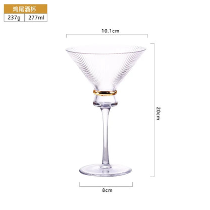 Gold Creative Vertical Gold Waist Line Goblet Champagne Glass Cocktail Glass Vertical Water Bottle Set Party Wedding Barware