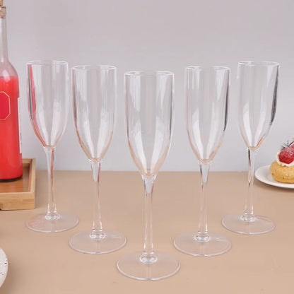 5Pcs 5oz/5.5oz Acrylic Champagne Goblet Glasses Cup Transparent Cocktail Glass Cups Anti-fall Goblet For Bar Pub Club Drinkware