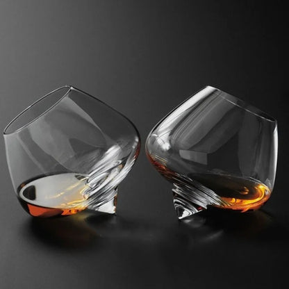 Whisky Beer Glass Cup - Rotating Belly Tumbler for Cocktails & Brandy