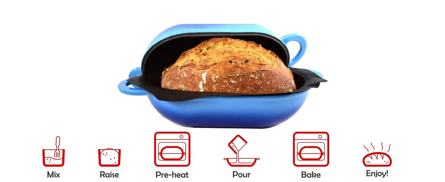 Enameled Cast Iron Dutch Oven - 9" Oval Loaf Pan for Sourdough Bread Baking