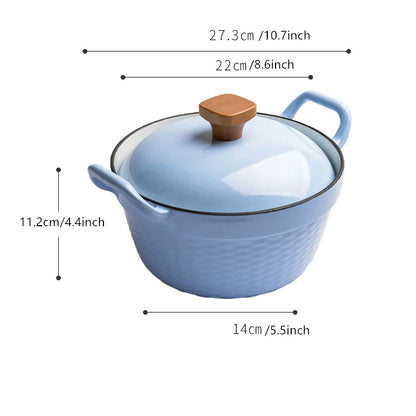 22cm Enameled Mini Cast Iron Dutch Oven For Cooking Stew Meat and Bread Baking Heavy type 2 L Cast Iron Casserole Dish Soup Pot