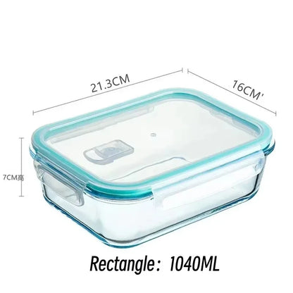 Glass Lunch Box Food Storage Containers, Meal Prep , Airtight Bento Box, for Microwave, Oven, Freezer and Dishwasher, BPA Free