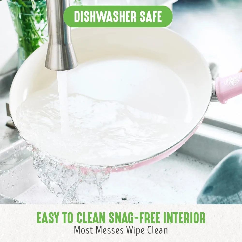 23-Piece Ceramic Nonstick Cookware Set - Soft Grip Healthy Kitchen Pots & Pans