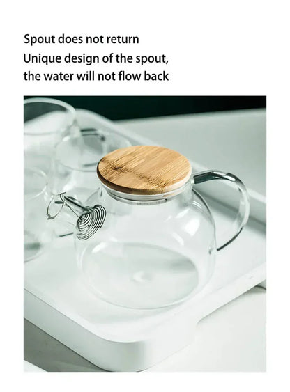 1.8L Transparent Borosilicate Glass Teapot Heat-Resistant Large Clear Tea Pot  Flower Tea Set Puer Kettle Cup Office Home Tool