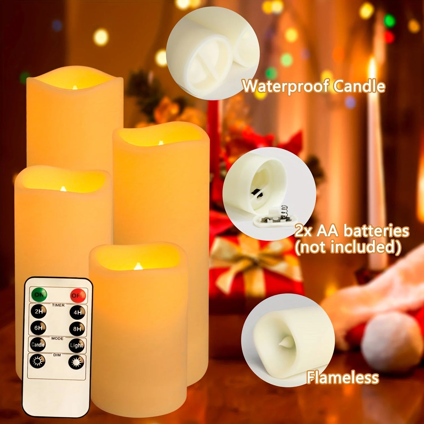 Flameless Candles with Remote - Waterproof LED Candles for Outdoor & Indoor