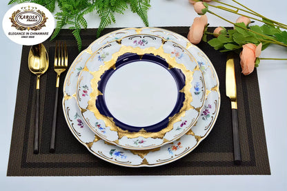 24pcs Germany 24K handmade gold top quality embossed gold decoration dinner dish plate set  bowl sets with gift packing