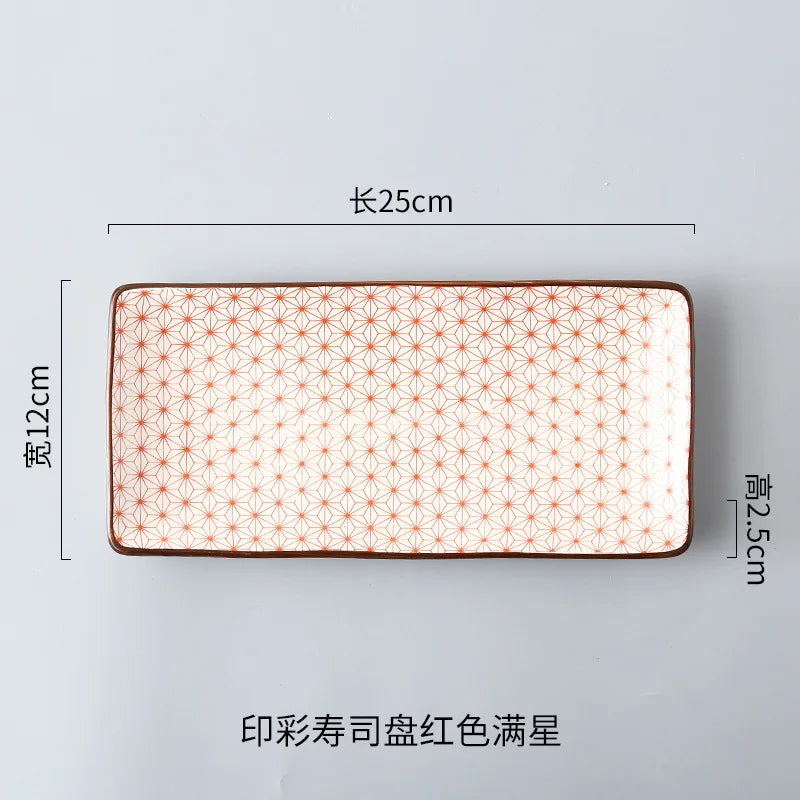 Crockery Party Dinner Dishes Tableware Set Japanese Sushi Plate Creative Underglaze Rectangular Dish Household Cold Plates 1 PC