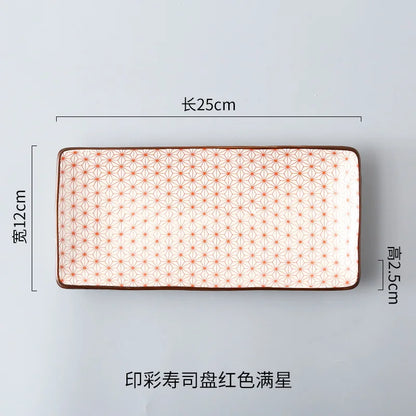 Crockery Party Dinner Dishes Tableware Set Japanese Sushi Plate Creative Underglaze Rectangular Dish Household Cold Plates 1 PC