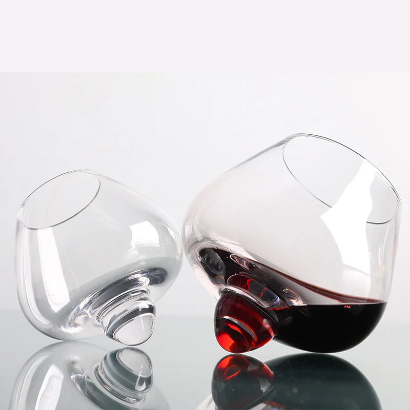 Whisky Beer Glass Cup - Rotating Belly Tumbler for Cocktails & Brandy
