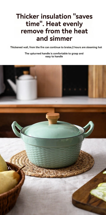 22cm Enameled Mini Cast Iron Dutch Oven For Cooking Stew Meat and Bread Baking Heavy type 2 L Cast Iron Casserole Dish Soup Pot