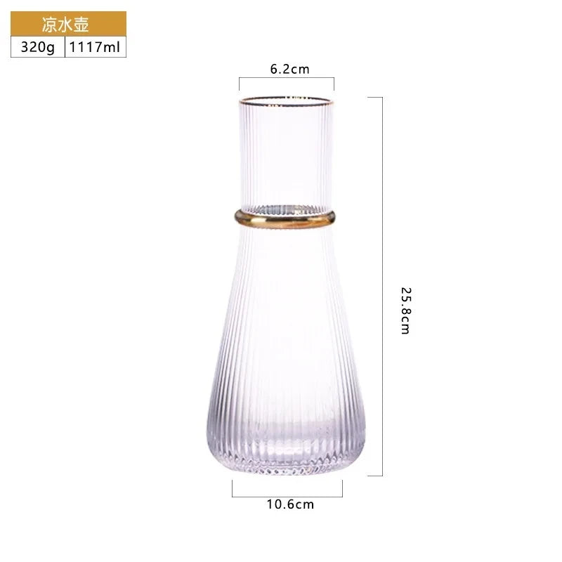 Gold Creative Vertical Gold Waist Line Goblet Champagne Glass Cocktail Glass Vertical Water Bottle Set Party Wedding Barware