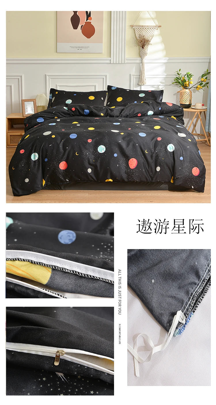 Black and White Bedding Set for Double Bed sabanas cama matrimonial Queen/King Comforter Sets Single Duvet Cover with Pillowcase