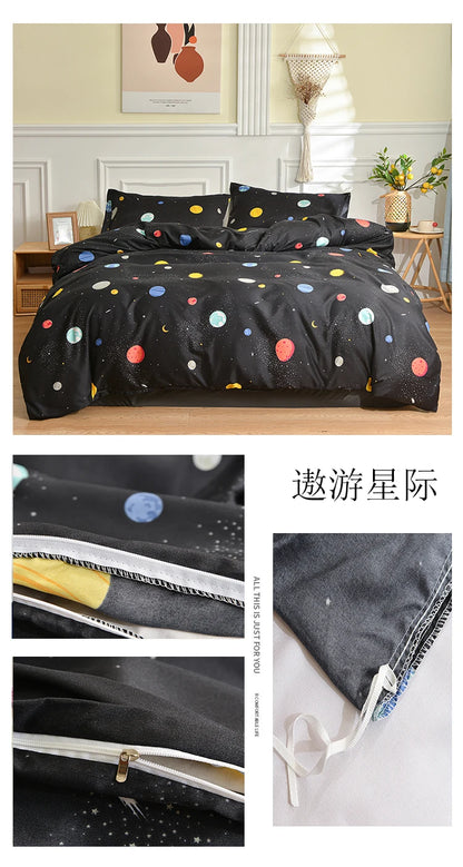 Black and White Bedding Set for Double Bed sabanas cama matrimonial Queen/King Comforter Sets Single Duvet Cover with Pillowcase