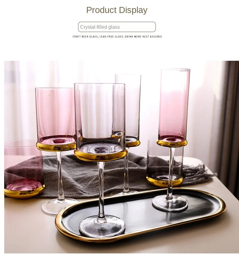 Nordic Gold Red Wine Glass Crystal Glass Champagne Glass Home Juice Glass Goblet Wine Glass Model Room Bar Barware