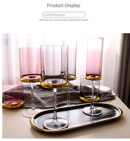 Nordic Gold Red Wine Glass Crystal Glass Champagne Glass Home Juice Glass Goblet Wine Glass Model Room Bar Barware