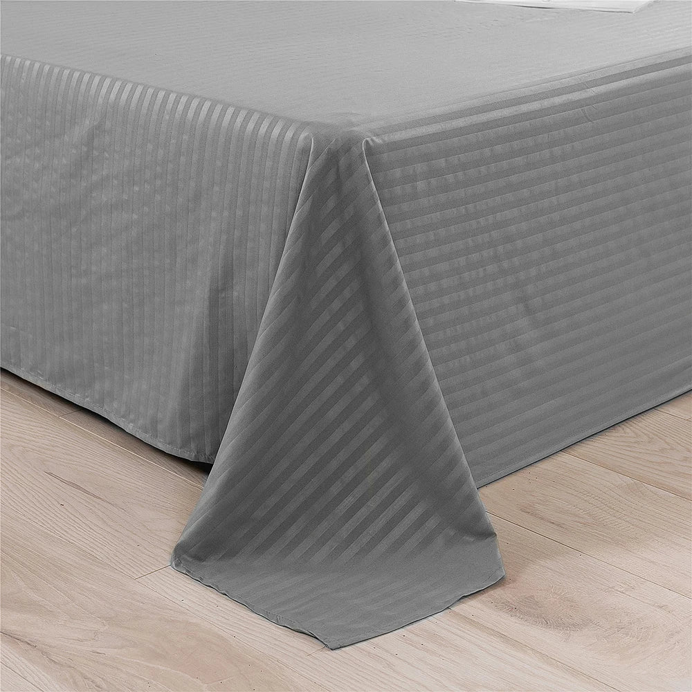 Battilo Bed Sheets 4 Pieces Set Luxury Fitted Flat Sheet with Pillowcases Solid Stripe Bedding Set For Twin Full Queen King Size