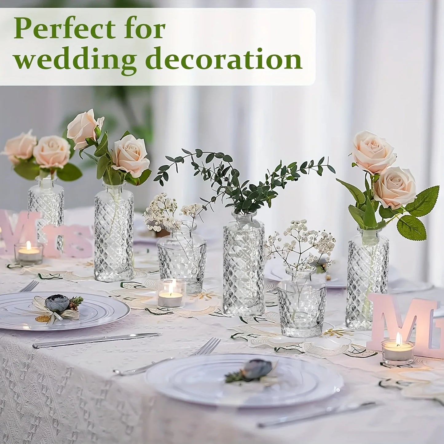 12 PCS Mini Glass Bud Vases - Small Decorative Flower Vases in Bulk for Weddings