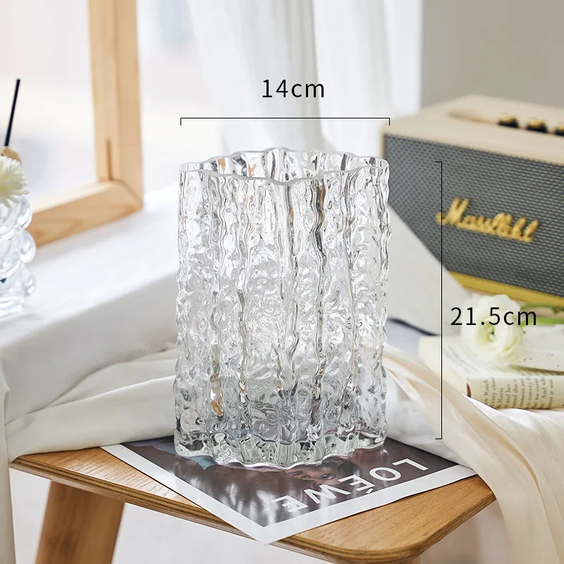 Transparent Glacier Glass Vase Hydroponics Flowers Pots Desk Decoration Flower Arrangement Minimalism Floral Vases Modern Decor