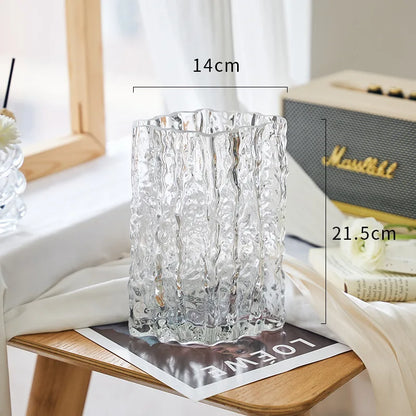 Transparent Glacier Glass Vase Hydroponics Flowers Pots Desk Decoration Flower Arrangement Minimalism Floral Vases Modern Decor