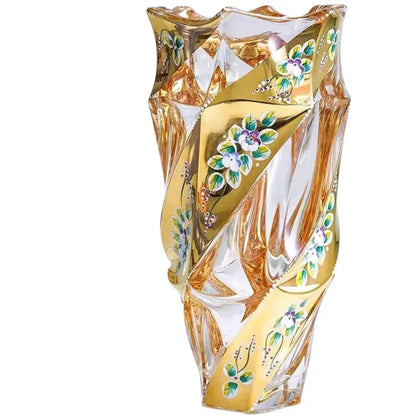 European Crystal Glass Vase Home Decoration, Gold-plated Enamel, European Decoration, Home Gift