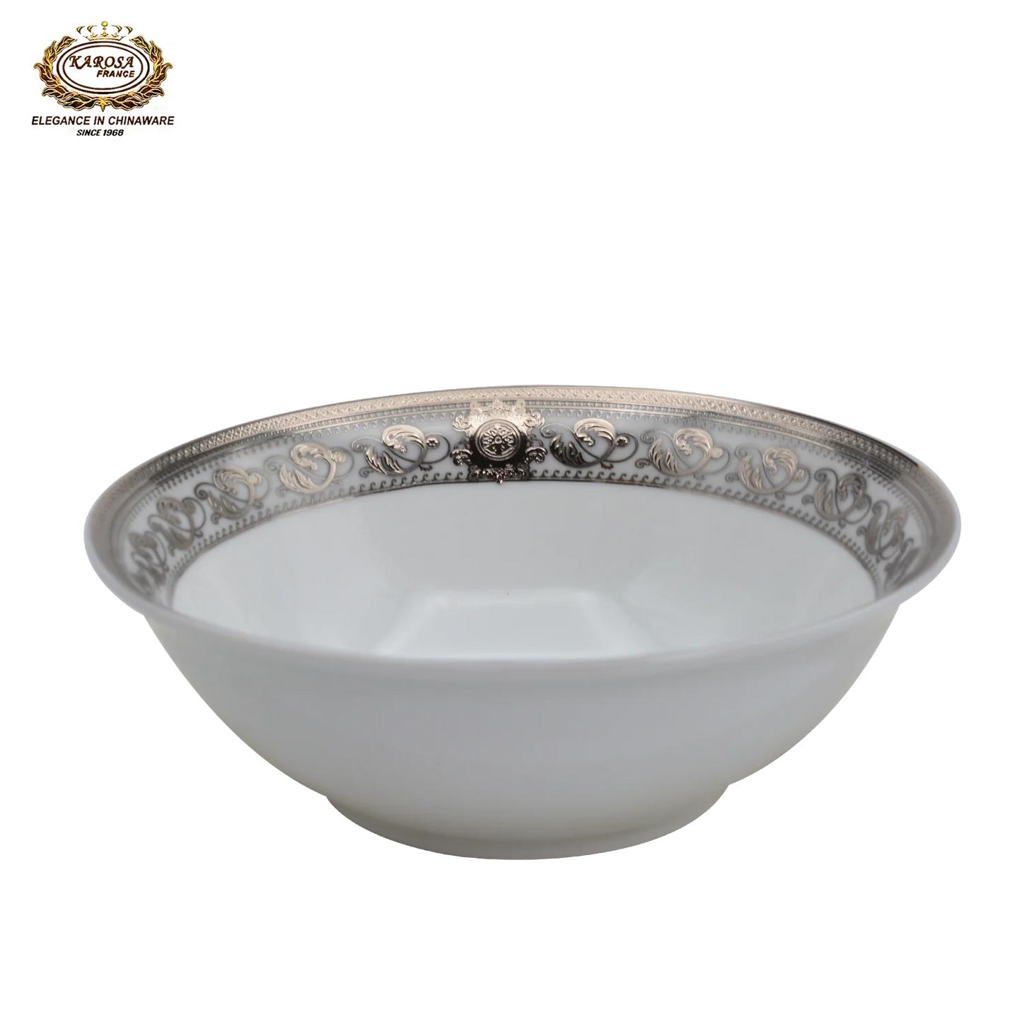 Bone China Platinum Dinner Set - Gold Rim Porcelain Soup Plates & Bowls