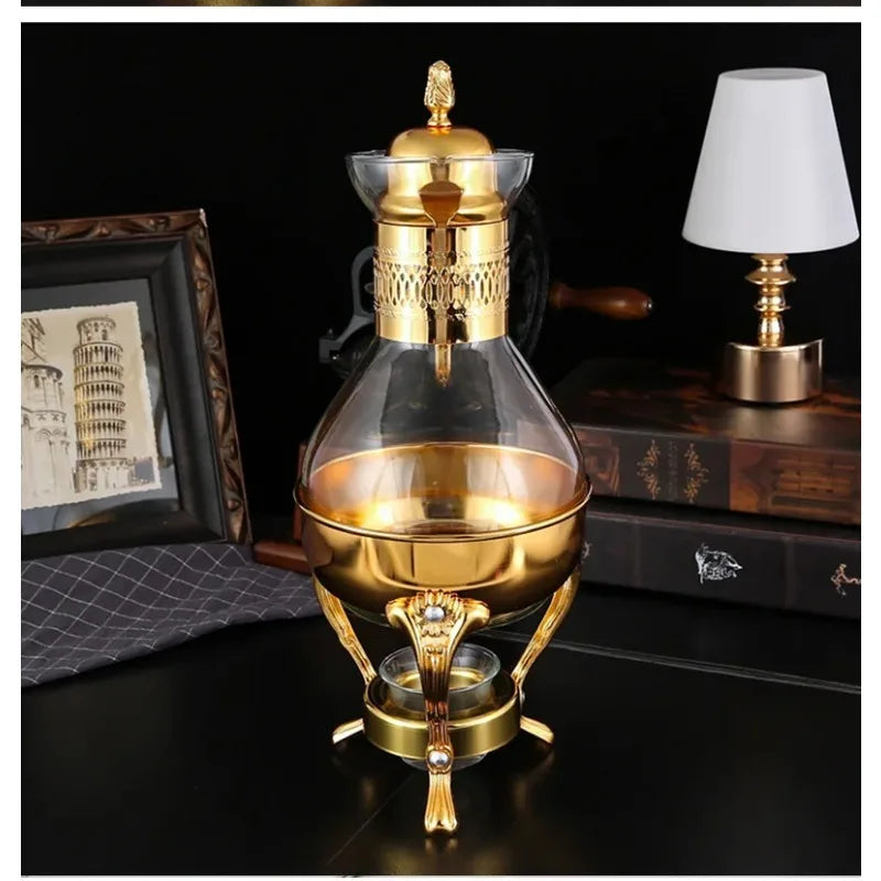 1 Set of Middle Eastern Style Arabic Coffee Pot  Set Accessible Luxury Retro Candle Heating Stove Glass Coffee Pot Gold Silver