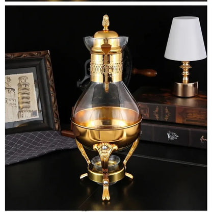 1 Set of Middle Eastern Style Arabic Coffee Pot  Set Accessible Luxury Retro Candle Heating Stove Glass Coffee Pot Gold Silver