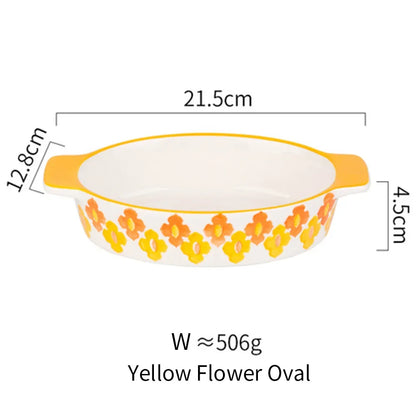 Ceramic Baking Dish Roasting Lasagna Pan  Rectangular Dish Bakeware Pan With Handle Oven Kitchen Baking Tool