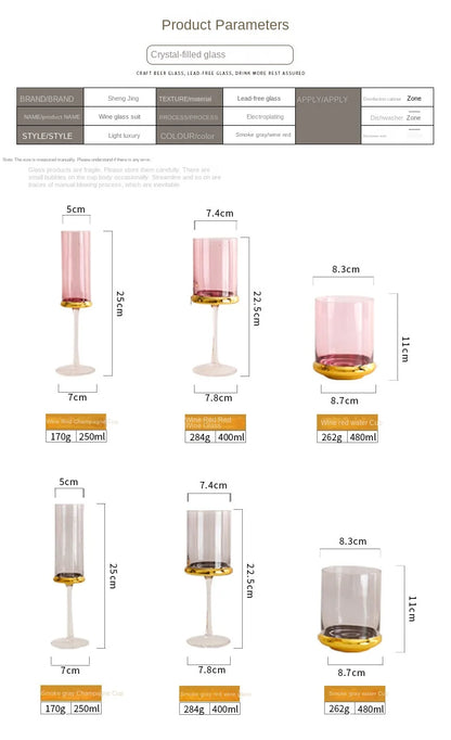 Nordic Gold Red Wine Glass Crystal Glass Champagne Glass Home Juice Glass Goblet Wine Glass Model Room Bar Barware