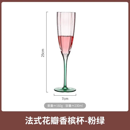 Glass Wine Glass Tall Champagne Glass Table Decor Party Wine Set Luxury Dining Room Kitchen Tableware Accessories Petal Shape